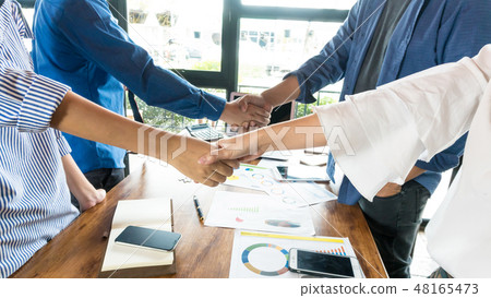 Businessman meeting on the table show hand working Businessman meeting on the table show hand working 48165473
