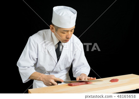 Before the sashimi pulling board 48165658