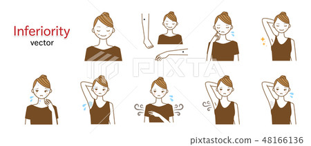 A vector set of a complex of a young woman's body such as a mole, unwanted hair and wakiga 48166136