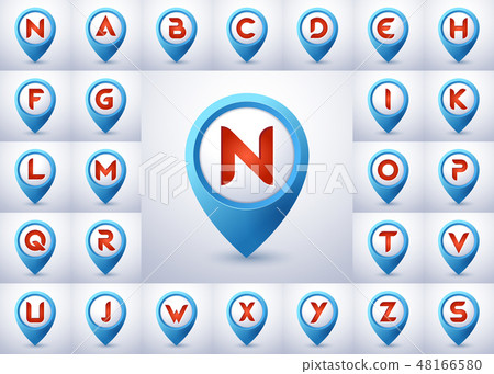 Letters set map pin pointer mobile logo template-插圖素材 [48166580] - PIXTA圖庫