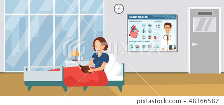 Cardiology Hospital Ward Flat Vector Illustration 48166587