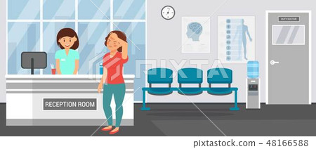 Hospital Reception Room Flat Vector Illustration 48166588