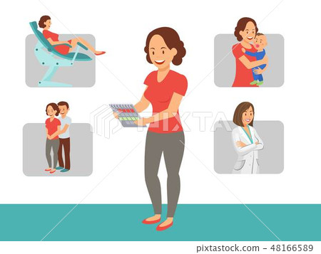 Pregnant Happy Woman Flat Vector Design Character 48166589
