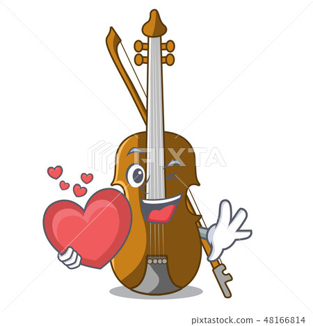 With heart violin in the cartoon music room 48166814