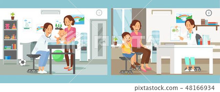 Pediatrics Care Clinic Flat Vector Illustration 48166934
