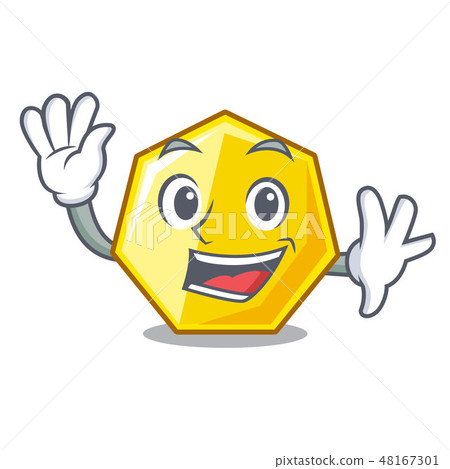 Waving heptagon isolated with in the mascot Waving heptagon isolated with in the mascot 48167301