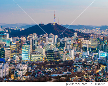 Beautiful Architecture building cityscape in Seoul city 48168704