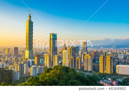 Beautiful landscape and cityscape of taipei 101 building and architecture in the city Beautiful landscape and cityscape of taipei 101 building and architecture in the city 48168902