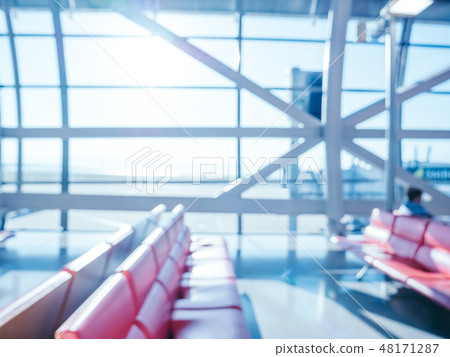 Abstract blur and defocused airport terminal interior 48171287