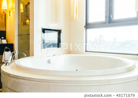 Beautiful luxury bathtub decoration in bathroom interior 48171879