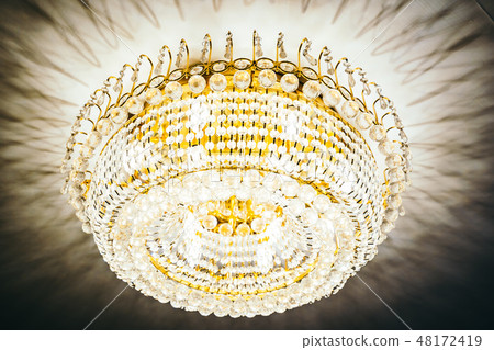 Beautiful luxury crystal chandelier decoration interior Beautiful luxury crystal chandelier decoration interior 48172419