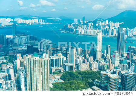 Beautiful architecture building exterior cityscape of hong kong city skyline Beautiful architecture building exterior cityscape of hong kong city skyline 48173044