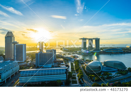Beautiful architecture building exterior cityscape in Singapore city skyline Beautiful architecture building exterior cityscape in Singapore city skyline 48173270