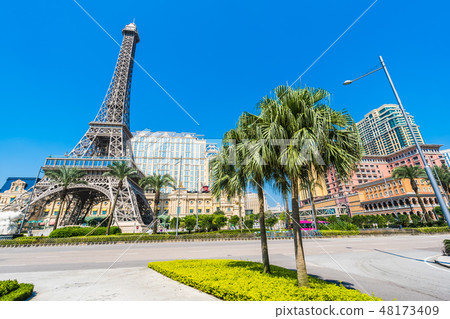 China, Macau - September 10 2018 - Beautiful eiffel tower landmark of parisian hotel and resort in macau city 48173409