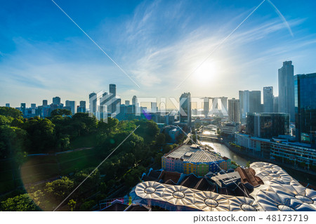 Beautiful architecture building exterior cityscape in Singapore city skyline Beautiful architecture building exterior cityscape in Singapore city skyline 48173719