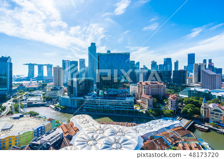Beautiful architecture building exterior cityscape in Singapore city skyline Beautiful architecture building exterior cityscape in Singapore city skyline 48173720