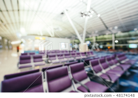 Abstract blur and defocused airport terminal interior 48174148