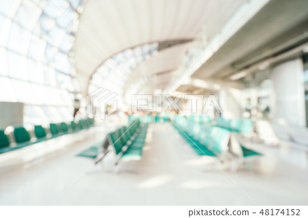 Abstract blur and defocused airport terminal interior 48174152