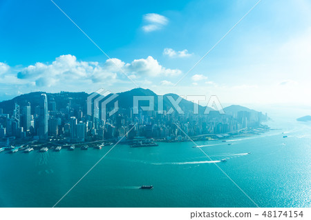 Beautiful architecture building exterior cityscape of hong kong city skyline 48174154