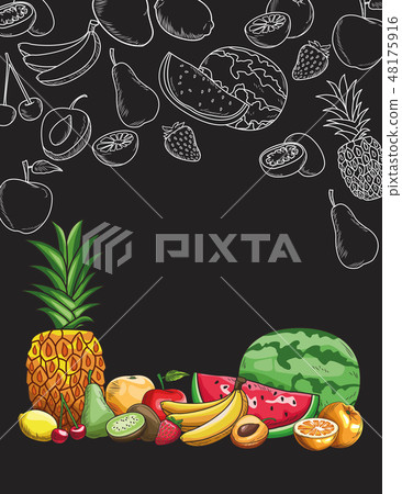 hand drawn fruits 48175916