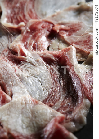Black background for sliced raw beef shabu-shabu Black background for sliced raw beef shabu-shabu 48175974