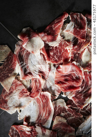 Black background for sliced raw beef shabu-shabu Black background for sliced raw beef shabu-shabu 48175977