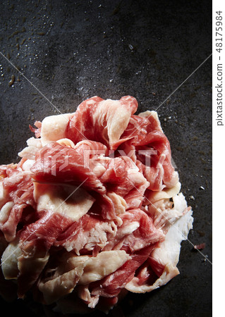 Black background for sliced raw beef shabu-shabu Black background for sliced raw beef shabu-shabu 48175984