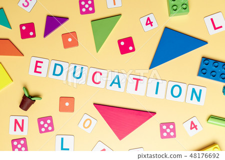 education concept with toys top view flat lay education concept with toys top view flat lay 48176692