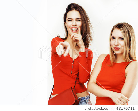 best friends teenage girls together having fun, posing emotional on white background, besties happy best friends teenage girls together having fun, posing emotional on white background, besties happy 48176711