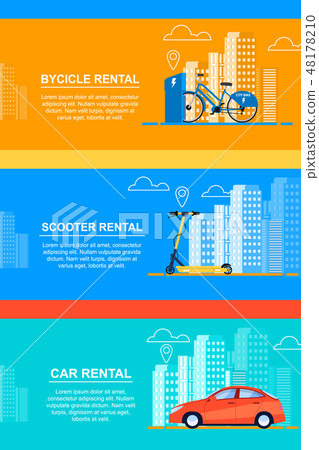 Set Bycicle Rental. Scooter Rental. Car Rental. 48178210