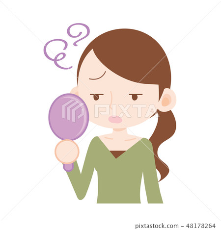 Single eyelids look at female mirror of complex 48178264