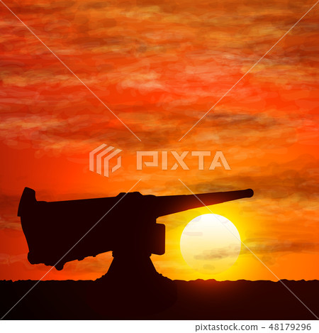 Silhouette of gun, the symbolize of the war. 48179296