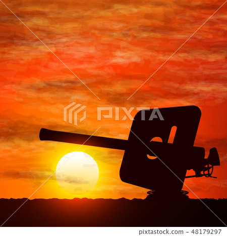 Silhouette of gun, the symbolize of the war. 48179297