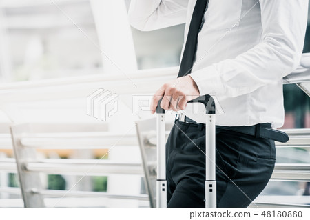 Businessmen standing with Luggage Trip concept 48180880