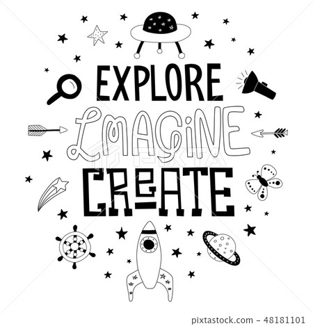 Explore, Imagine and Create poster - Stock Illustration [48181101] - PIXTA