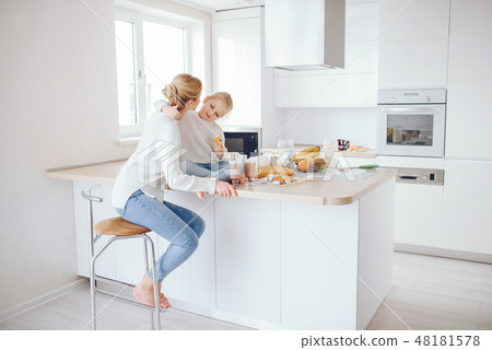 mother with cute blond daughter mother with cute blond daughter 48181578