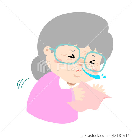 Ill grandmother sneezing cartoon vector Ill grandmother sneezing cartoon vector 48181615