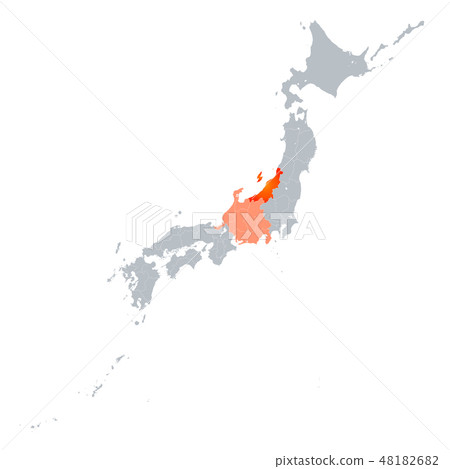 Niigata Prefecture Map and Chubu Region 48182682