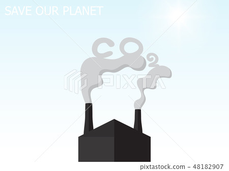 Pollution carbon dioxide smoke from factory 48182907