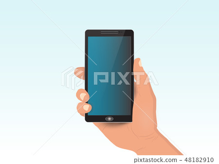 Hand holding smartphone vector illustration - Stock Illustration ...