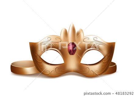 Vector Venetian face mask with red gem Vector Venetian face mask with red gem 48183292