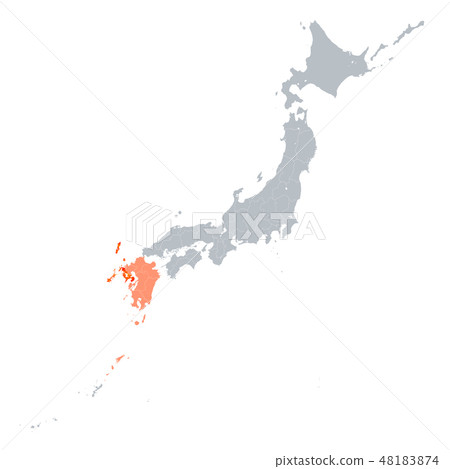 Nagasaki prefecture map and Kyushu district 48183874