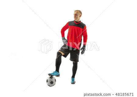 one male soccer player goalkeeper one male soccer player goalkeeper 48185671