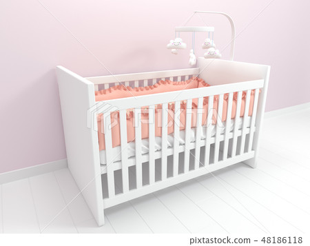 Image of white baby cot with decor Image of white baby cot with decor 48186118