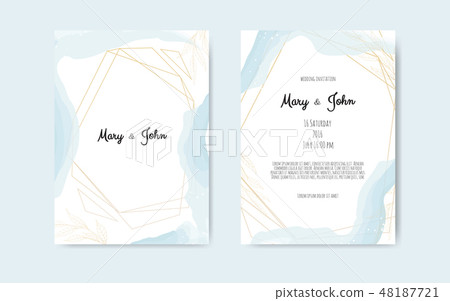 wedding set with beautiful hand drawn watercolor background. 48187721