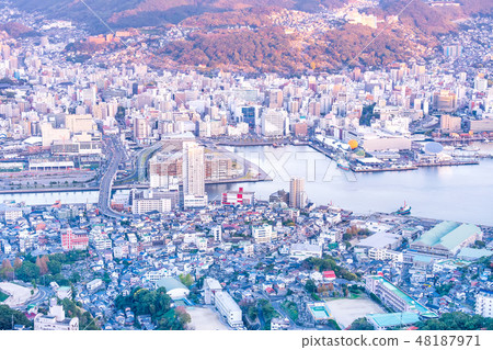 Nagasaki Castle City Kasayama World's Three Big Night Views Mt. Inasa lens flare panorama nagasaki Nagasaki Castle City Kasayama World's Three Big Night Views Mt. Inasa lens flare panorama nagasaki 48187971
