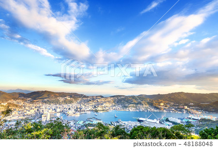Nagasaki Castle City Kasayama World's Three Big Night Views Mt. Inasa lens flare panorama nagasaki 48188048