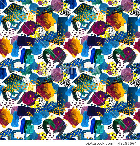 Seamless pattern made by hand drawn paint strokes. 48189664
