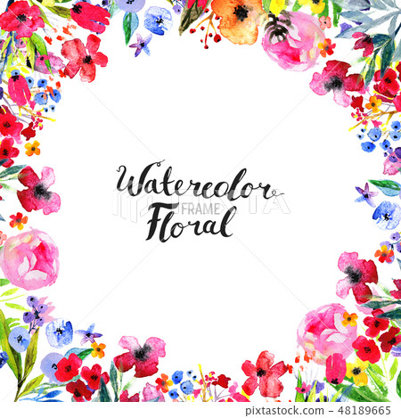 Watercolor Flower Border 48189665