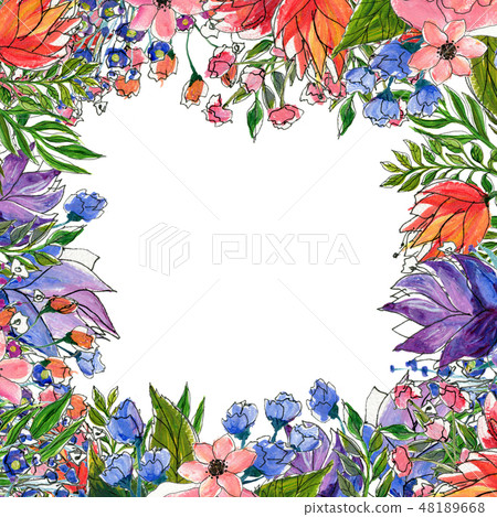 Watercolor Flower Border Watercolor Flower Border 48189668